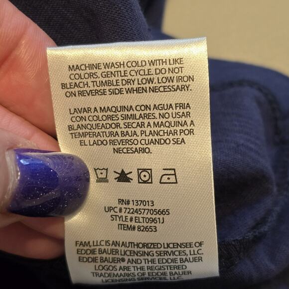 Eddie Bauer Lace Embroidered Top Womens Size Large Navy Blue Sleeveless Boho NWT - Picture 5 of 9